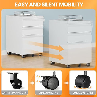 3 Drawer Mobile File Cabinet - Image 4