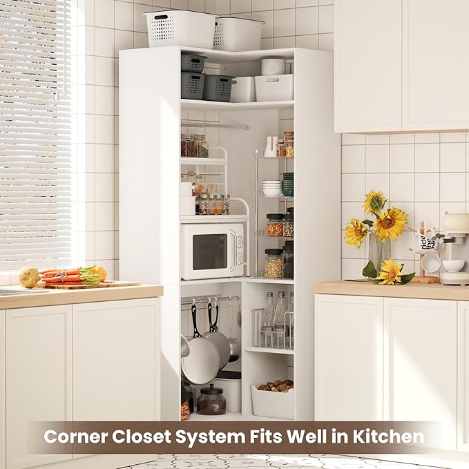 HOMPUS Corner Closet System, 80” L-Shaped Corner Wardrobe - Image 8