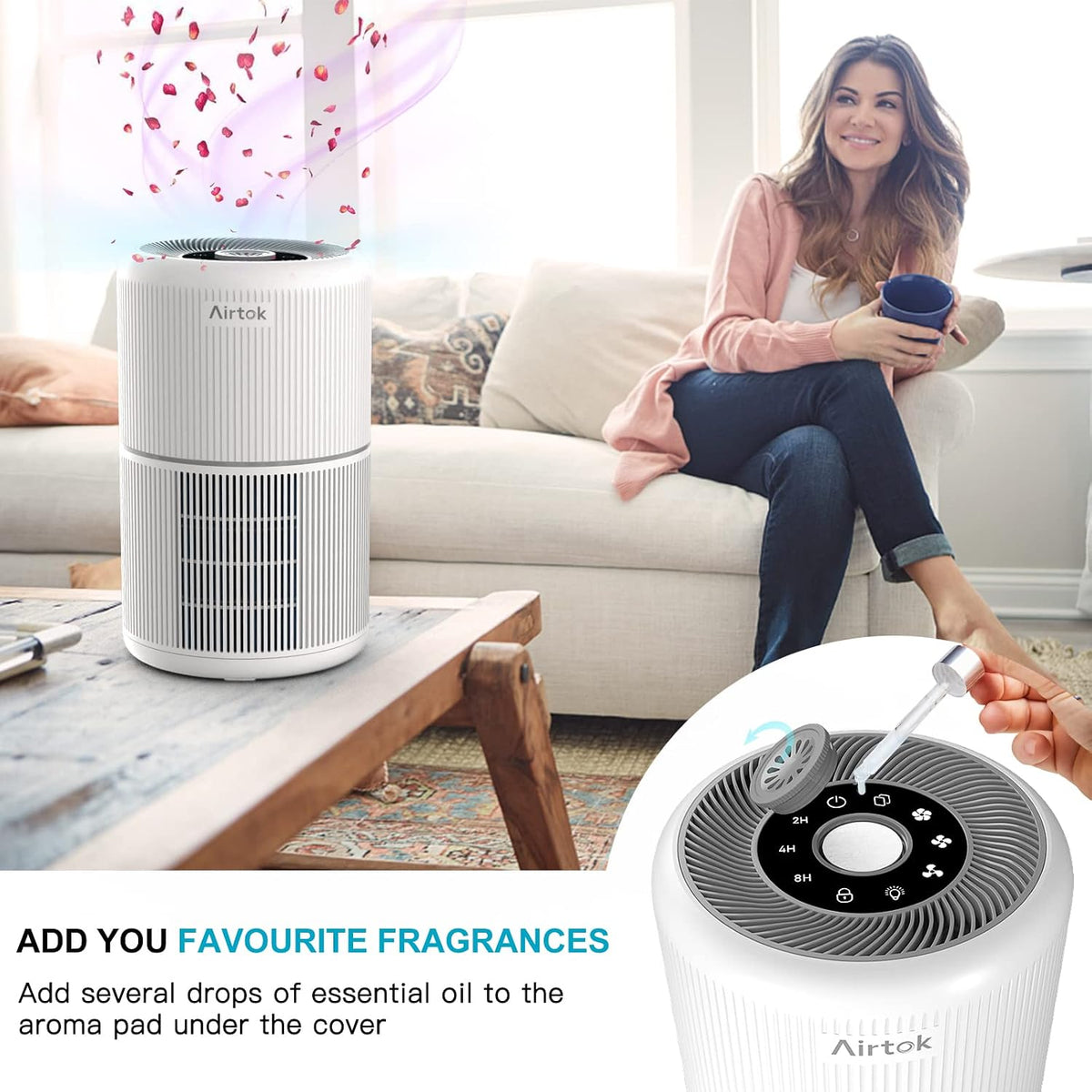 air purifier for home bedroom with h13 true shown in use