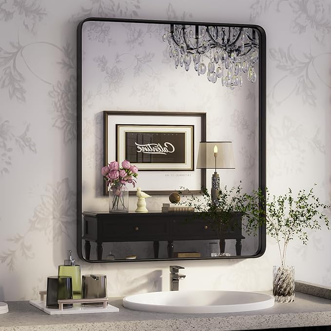 ISKM Black Framed Mirror for Wall 24"x 32", Bathroom Vanity Mirror Anti-Rust by ISKM-IStillKeepMovin
