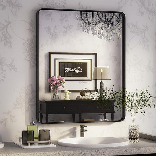 ISKM Black Framed Mirror for Wall 24"x 32", Bathroom Vanity Mirror Anti-Rust by ISKM-IStillKeepMovin