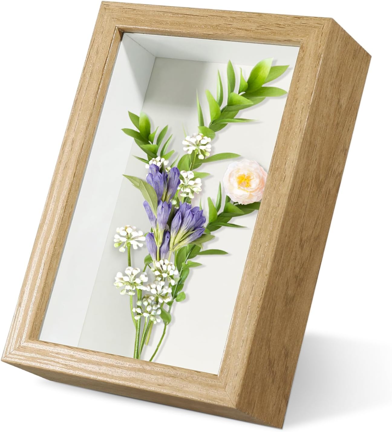 5x7 Wood Color Shadow Box Frame Display Case | With Real Glass for Memorabilia,Wedding Memories,Pins,Awards,Crafts,Tickets and Photos