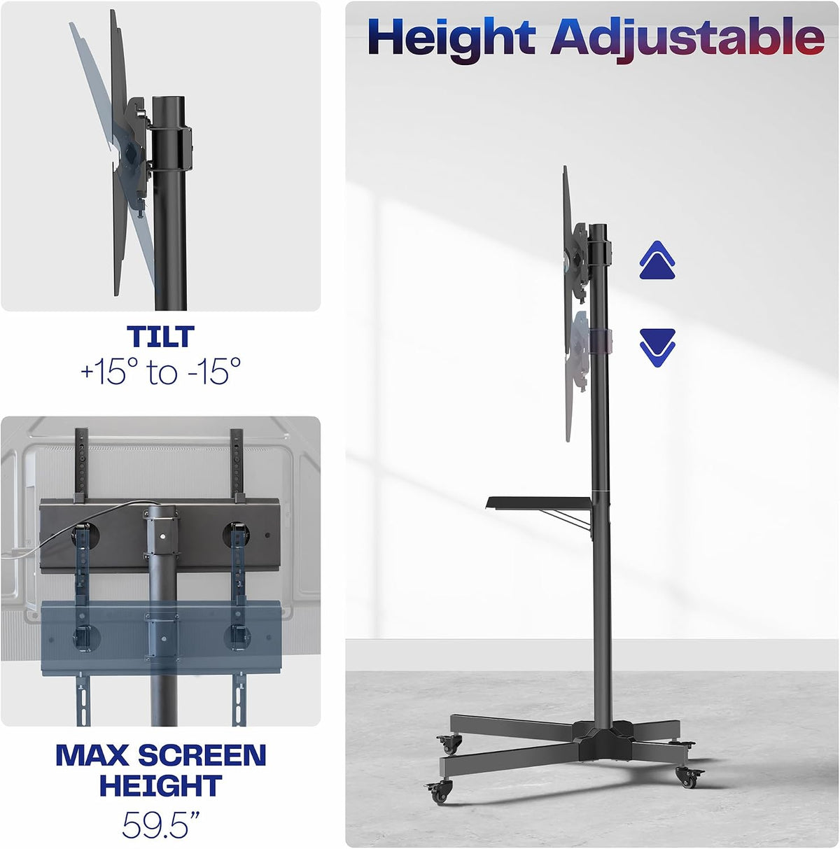 VIVO Mobile TV Cart with Laptop DVD Shelf for 13-60 in Screens