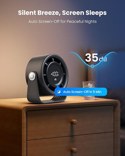Gaiatop Small Desk Fan Rechargeable, 5in Personal Fan 4000mAh Battery Powered - Image 6