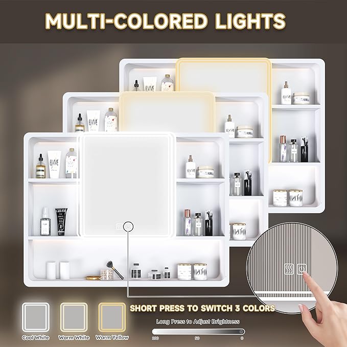 35x28 Inch Bathroom Mirror Cabinet - Image 6