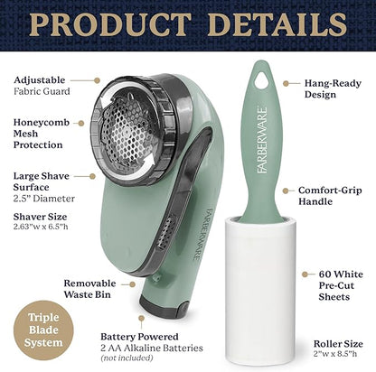 Farberware Large Lint Remover & Fabric Shaver Set – Battery Powered Sweater - Image 6