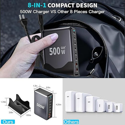 500W GaN USB C Charger Block Charging Station 8 Port Fast Charger Block - Image 6