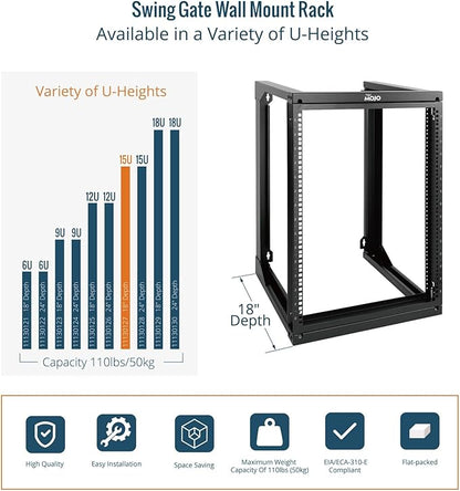 Tecmojo 15U Server Rack with Swing Gate, 15U Rack - Image 5