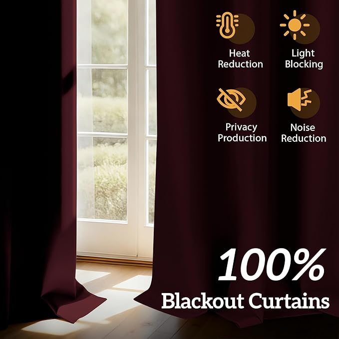 100% Blackout Curtains 108 Inch Length - Image 2