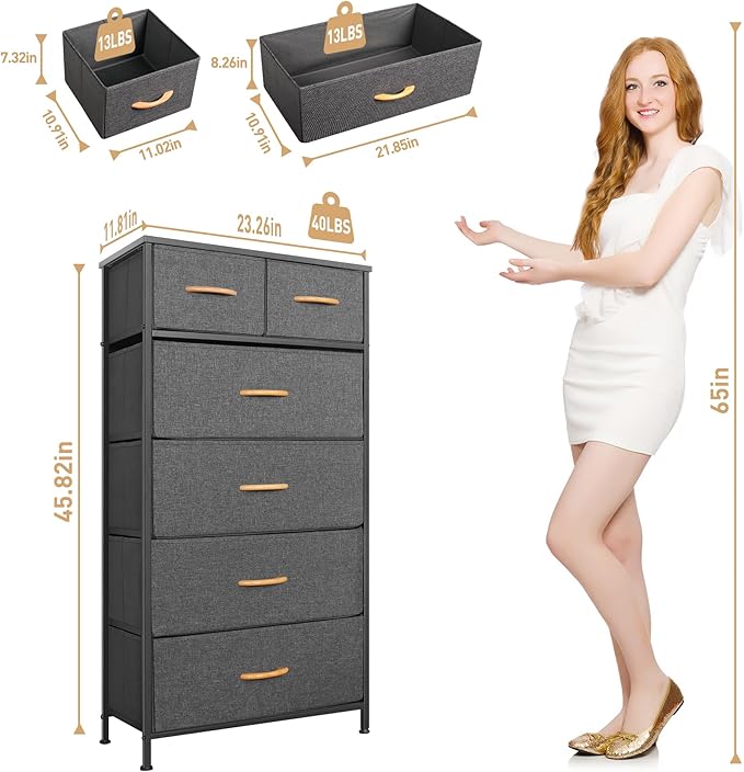Mifuro Tall Dresser for Bedroom, Vertical Storage Organizer Tower - Image 3