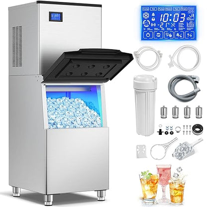 Commercial Ice Maker Machine 450 Lbs/24H, 350 Lbs Large Storage, Stainless by Velieta-SpecialistinFridge
