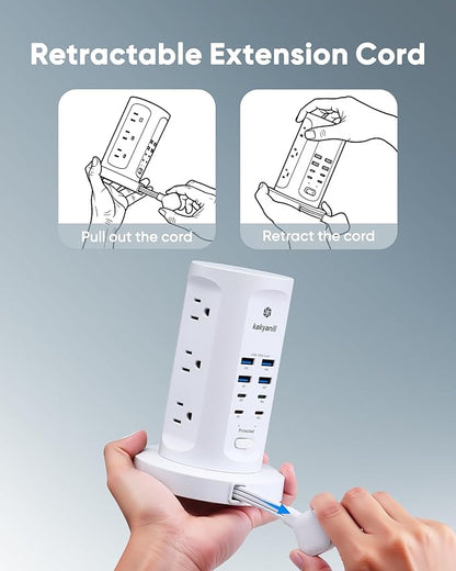 Kakyanill 115W USB Charging Station, Surge Protector Power Strip Tower - Image 4