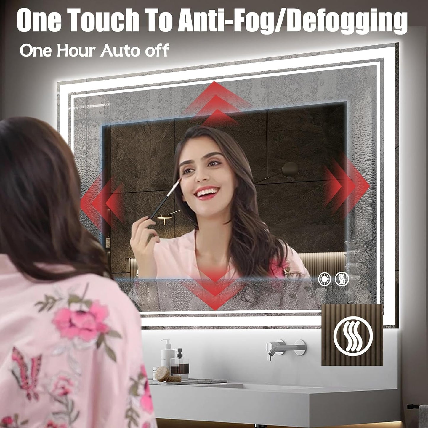 32 x 40'' LED Bathroom Mirror Anti-Fog Dimmable 3 Colors LED Mirror for Bathroom Lighted Mirror Vanity Mirror with Lights Wall Mounted Horizontal/Vertical
