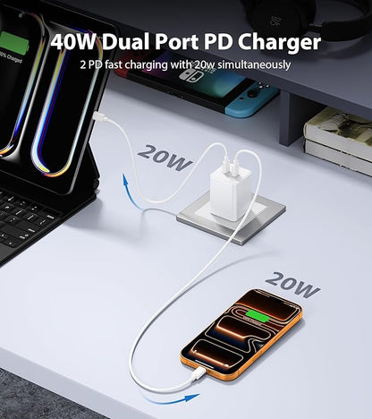 USB C Charger Block 40W, Dual Port 20W PD 3.0 Type C Fast Wall Charger - Image 2