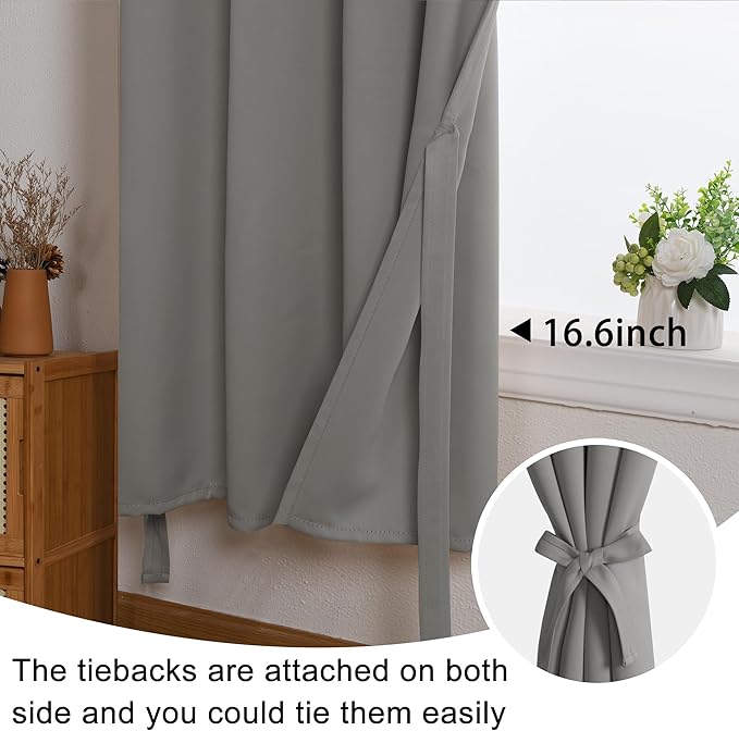 JIUZHEN Short Curtains Kitchen Half Window Blackout Curtains - Image 6