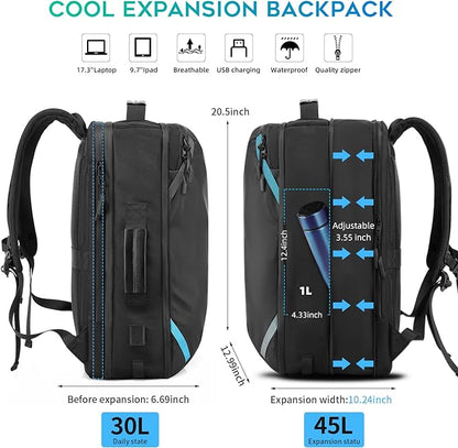 Travel Carry on Backpack, Extra Large Expandable 45L Backpack - Image 3