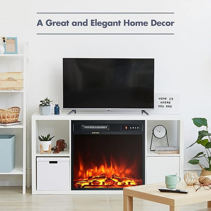 Giantex 18" Electric Fireplace Insert Heater, Wall Recessed/Mounted Fire Places - Image 4