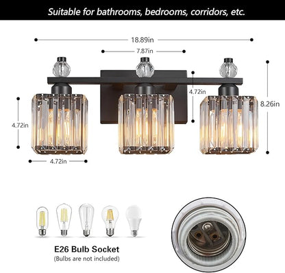 FDPBY Sand Black Bathroom Vanity Lights Crystal Vanity Light Bathroom Lighting - Image 5