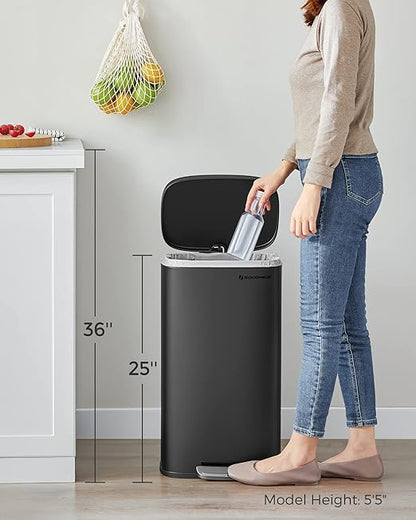 SONGMICS Trash Can with Lid, 8 Gallon Garbage Can, Stainless Steel Small Waste - Image 8