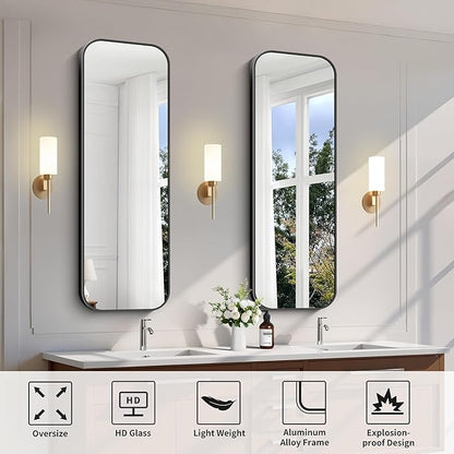 FORBATH Bathroom Mirror 48" x 16", Rectangle Black Bathroom Mirror - Image 7