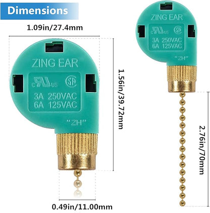 ZE-268S6 Ceiling Fan Switch, 3 Speed 4 Wire Pull Chain Switch Control Switch - Image 4