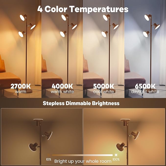 SIBRILLE 36W LED Tree Floor Lamp, Modern Dimmable Standing Lamp - Image 6
