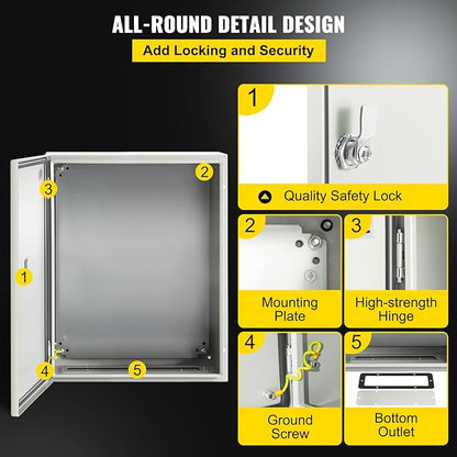 VEVOR NEMA Steel Enclosure, IP66 Waterproof & Dustproof, Outdoor/Indoor - Image 5