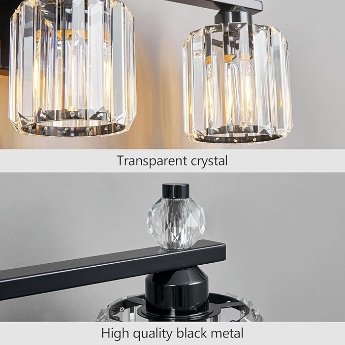 FDPBY Bathroom Vanity Lights 5-Light Plating Black Modern Crystal Vanity Light - Image 4