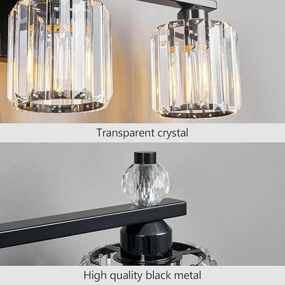FDPBY Bathroom Vanity Lights 5-Light Plating Black Modern Crystal Vanity Light - Image 4