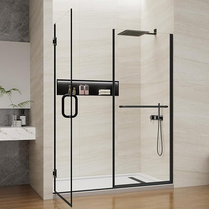 Pivot Swing Shower Door, Adjustable Width 58.9-60" W x 74" H Semi-Frameless - Image 2