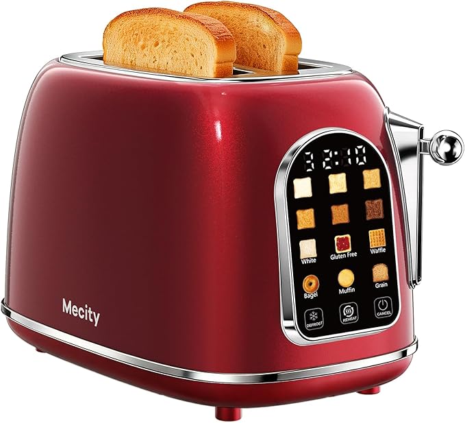 Mecity Toaster 2 Slice, Touch Screen Wide Slot Retro Toaster by Mecity