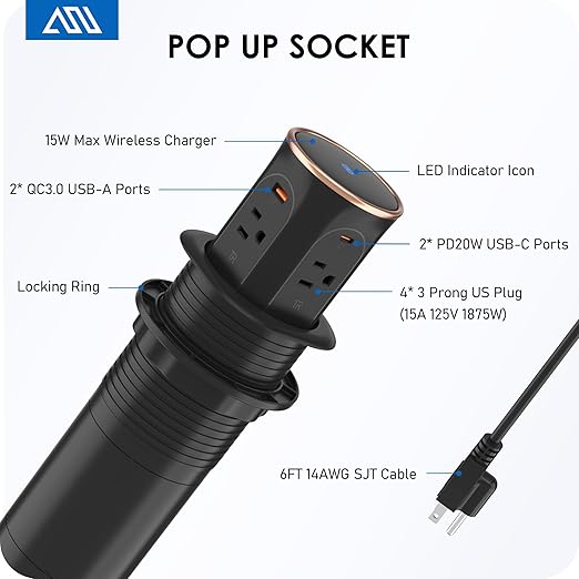 ANNQUAN Motorized Pop Up Countertop Receptacle - Image 7