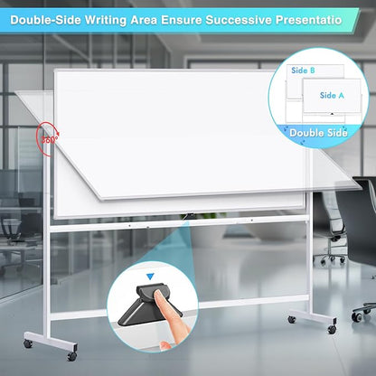 maxtek Rolling Whiteboard 72x48, Large Double-Sided White Board Dry Erase on - Image 3