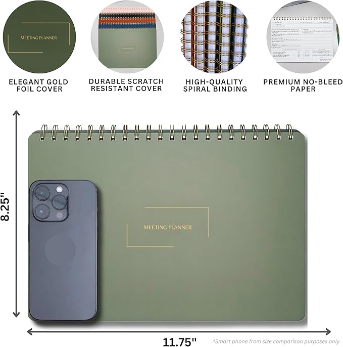 | Meeting Notebook for Work | 8.25" x 11.75" | Project Planner | Simple Design - Image 3