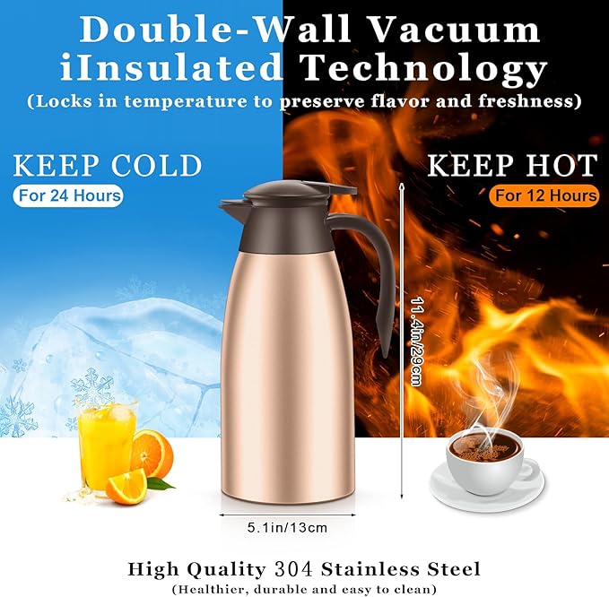 Norme 2 Pcs Thermal Coffee Carafe Insulated Stainless Steel Coffee Carafe - Image 2
