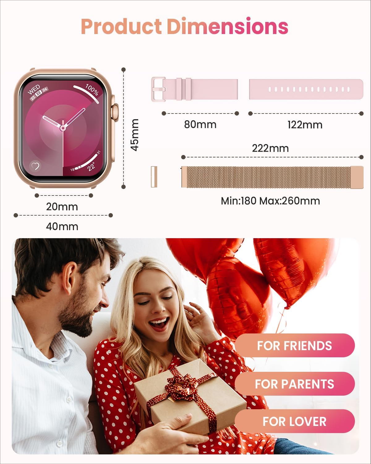 Smart Watches for Women,1.85"Fitness Trackers with Answer/Call,with 2 Bands
