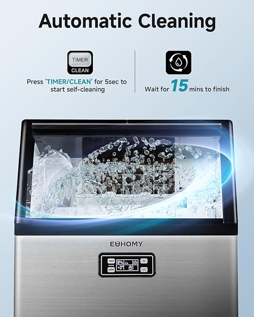 EUHOMY Commercial Ice Maker Machine, 100lbs/24H Stainless Steel Under Counter - Image 6