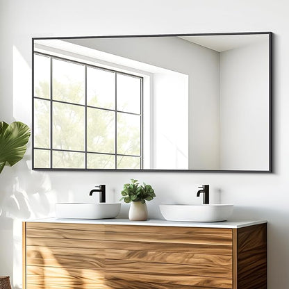 Black Bathroom Mirror for Wall, 30x50 Inch Rectangle Mirrors by DESBING