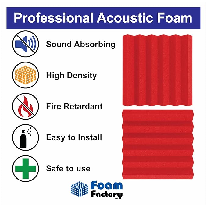 Foam Factory Inc 24 Pack Color Acoustic Foam Panel Studio Soundproofing Wedge - Image 3