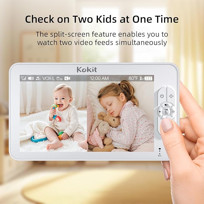 7" 1080P Full HD Split-Screen Baby Monitor, 100 Hrs 5000mAh Battery Runs 4 Days - Image 2