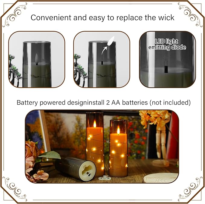 Flickering Flameless LED Candles, Acrylic LED Pillar Candles - Image 2