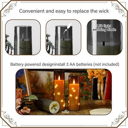 Flickering Flameless LED Candles, Acrylic LED Pillar Candles - Image 2