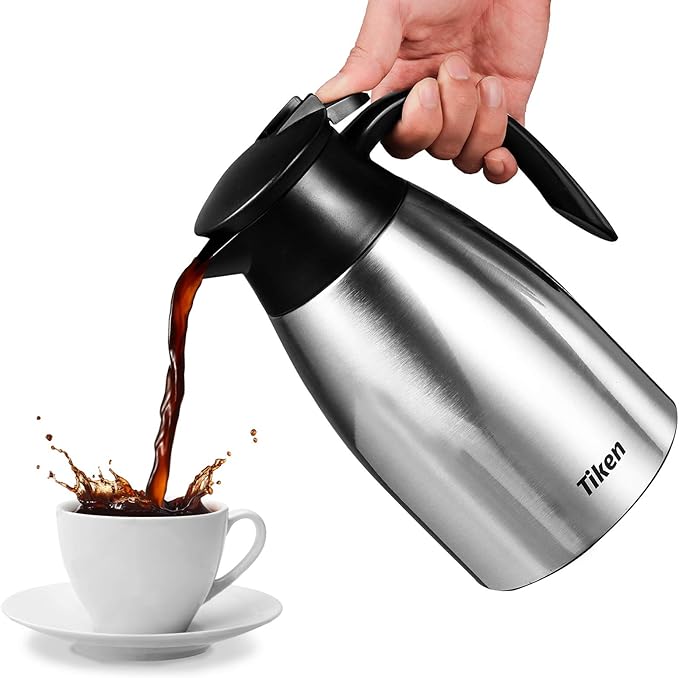 Tiken 51 Oz Thermal Coffee Carafe, Stainless Steel Insulated Vacuum Coffee - Image 7