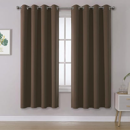 DUALIFE Brown Curtains 72 Inch Length 2 Panels Coffee Color Curtains by DUALIFE