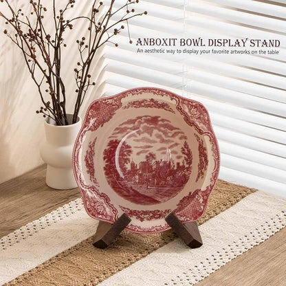 ANBOXIT Bowl Stands for Display, 4.5 Inch Plate Holder, Wooden Easel Frame - Image 2