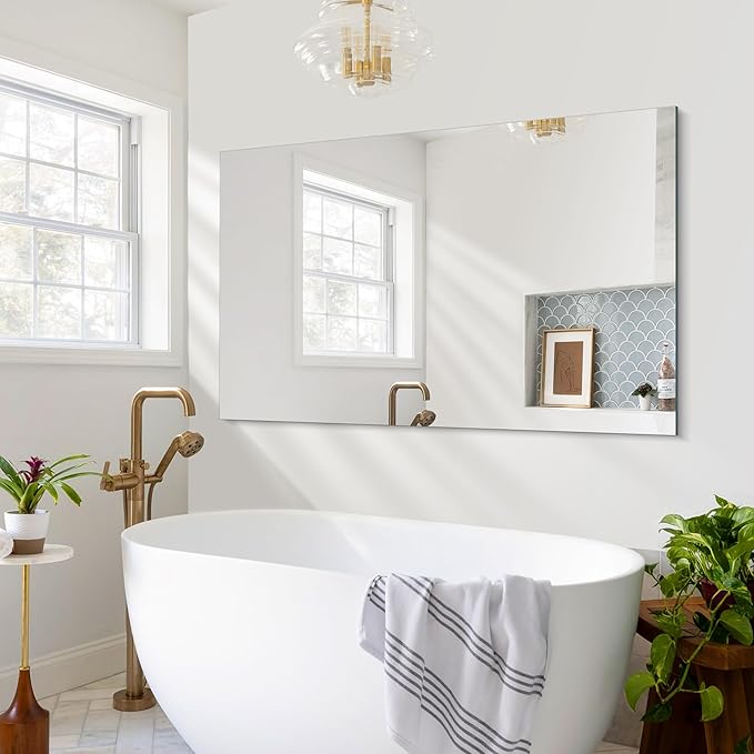 CILIBER Frameless Mirror, 30x48 inch Rectangle Bathroom Mirrors - Image 5