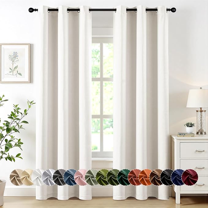 MIULEE Ivory Blackout Curtains for Bedroom Living Room 72 Inches Long 2 Panels by MIULEE