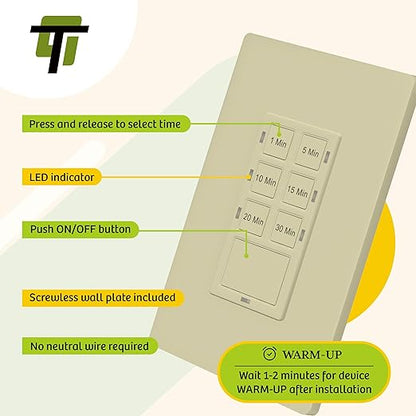 TG 30-Minute Countdown Timer Switch, 1-5-10-15-20-30 Min, - Image 5