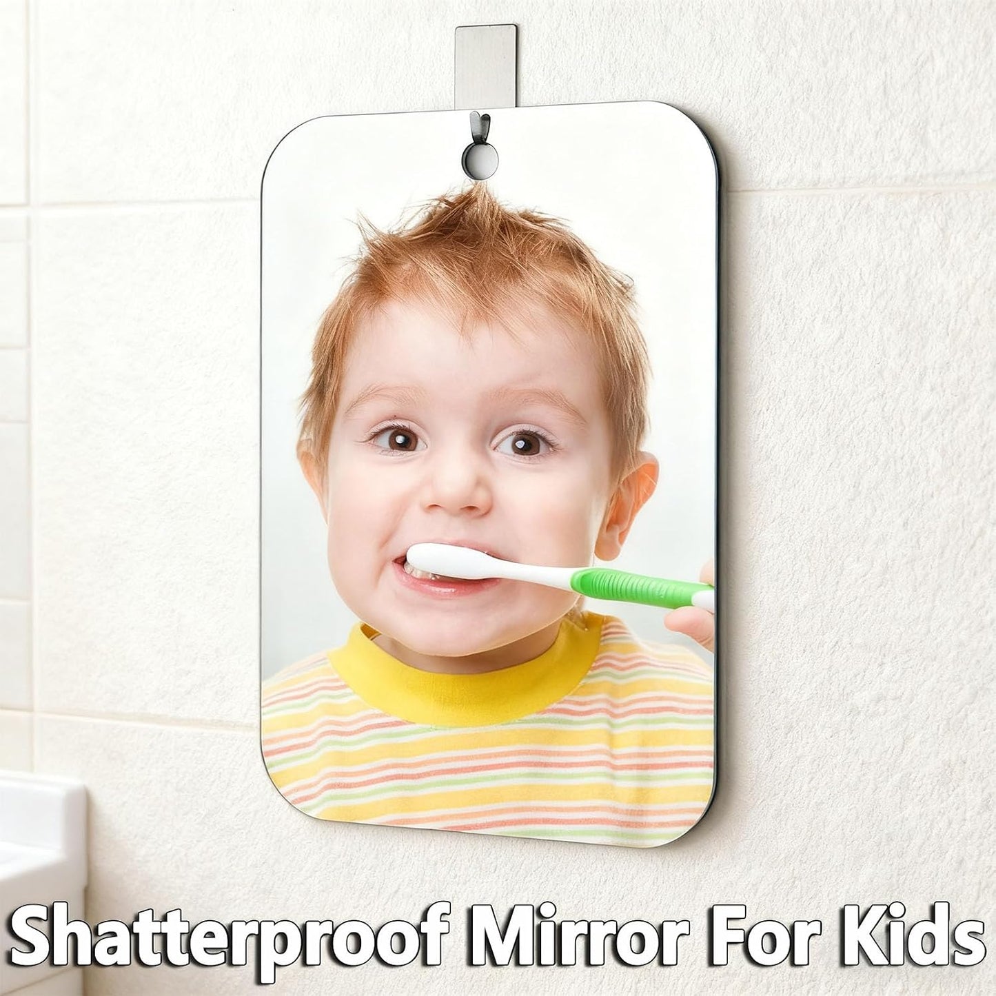 Thicken Shower Mirror Fogless for Shaving,(Medium 8.3x6.01 Inch) Anti Fog Shaving Mirror Holder NO-Drilling, No Fog Free Waterproof,Medium Wall Mounted Bathroom Accessories Camping Hanging Men