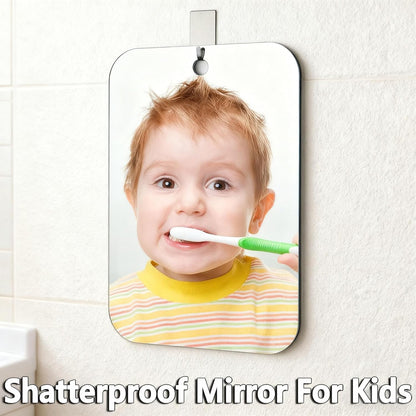 Thicken Shower Mirror Fogless for Shaving,(Medium 8.20x6.23 Inch) Anti Fog Shaving Mirror Holder NO-Drilling, No Fog Free Waterproof,Medium Wall Mounted Bathroom Accessories Camping Hanging Men